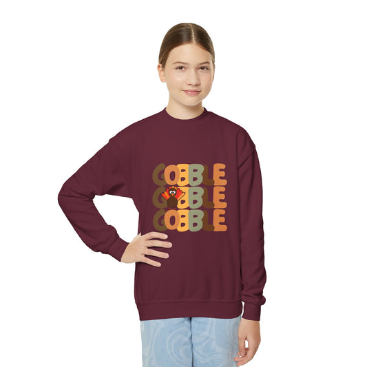 Thanksgiving Gobble Turkey Youth Crewneck Sweatshirt