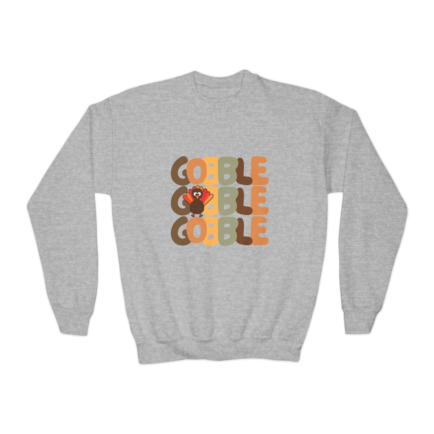 Thanksgiving Gobble Turkey Youth Crewneck Sweatshirt