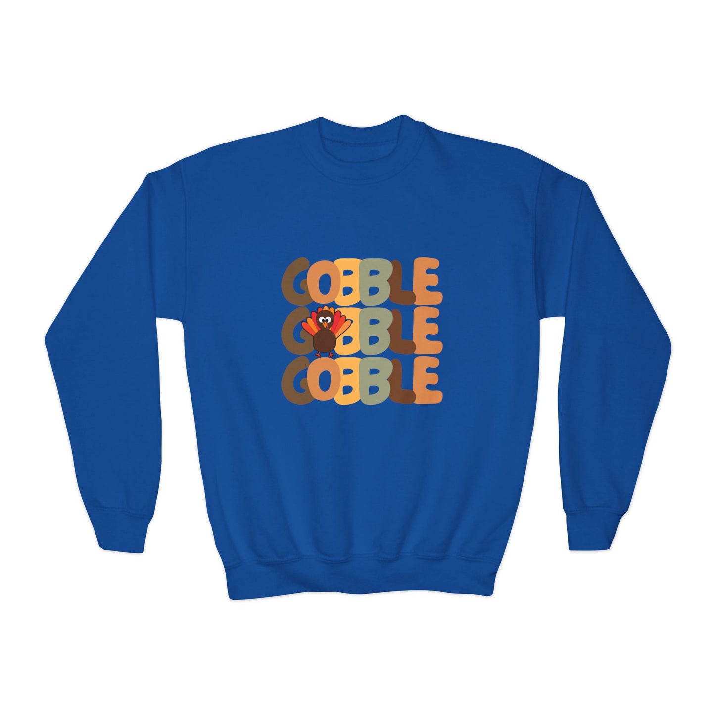 Thanksgiving Gobble Turkey Youth Crewneck Sweatshirt