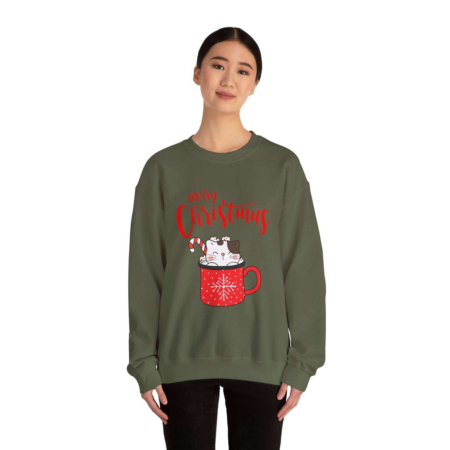 Christmas Cuteness: Kitty in a Cup Crewneck