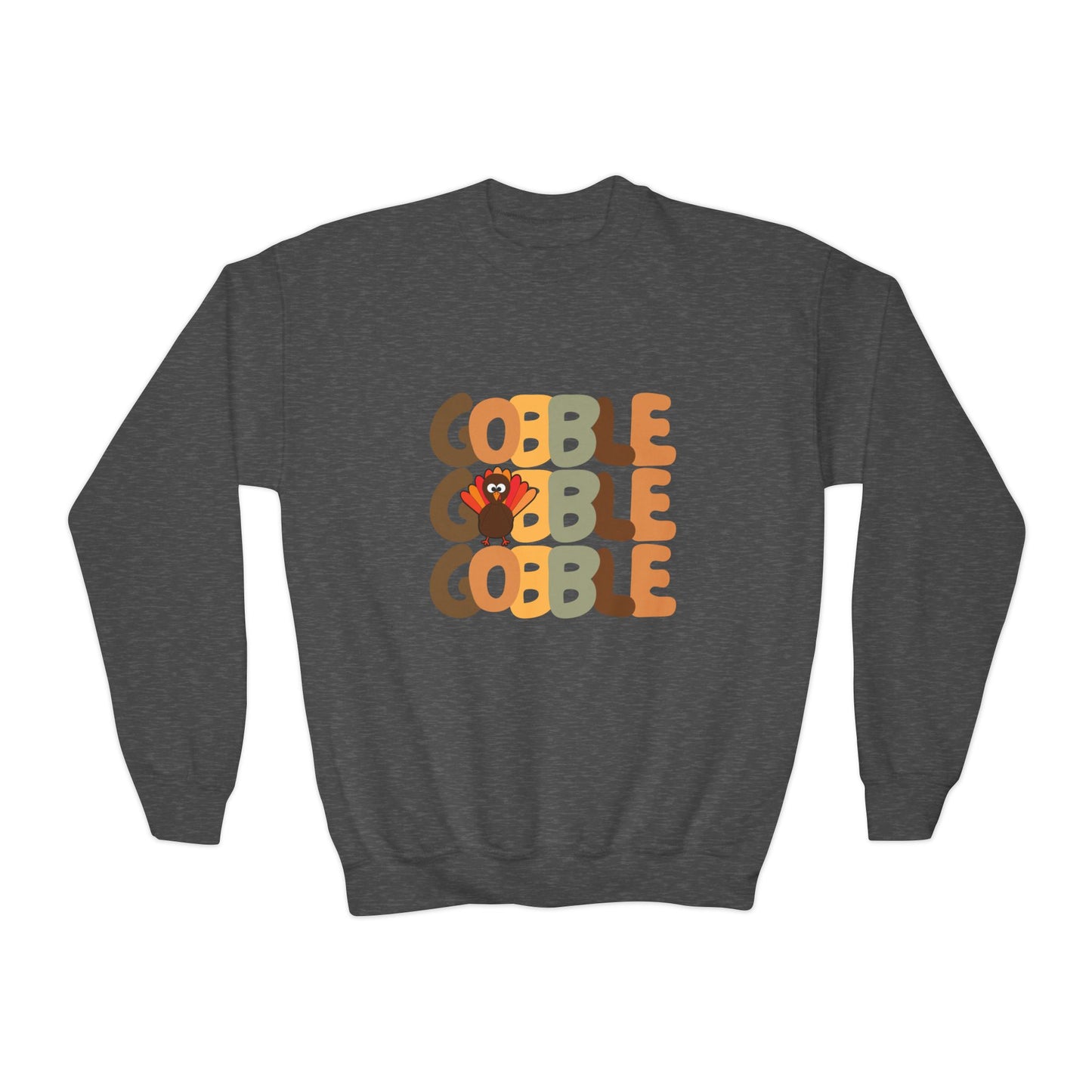 Thanksgiving Gobble Turkey Youth Crewneck Sweatshirt