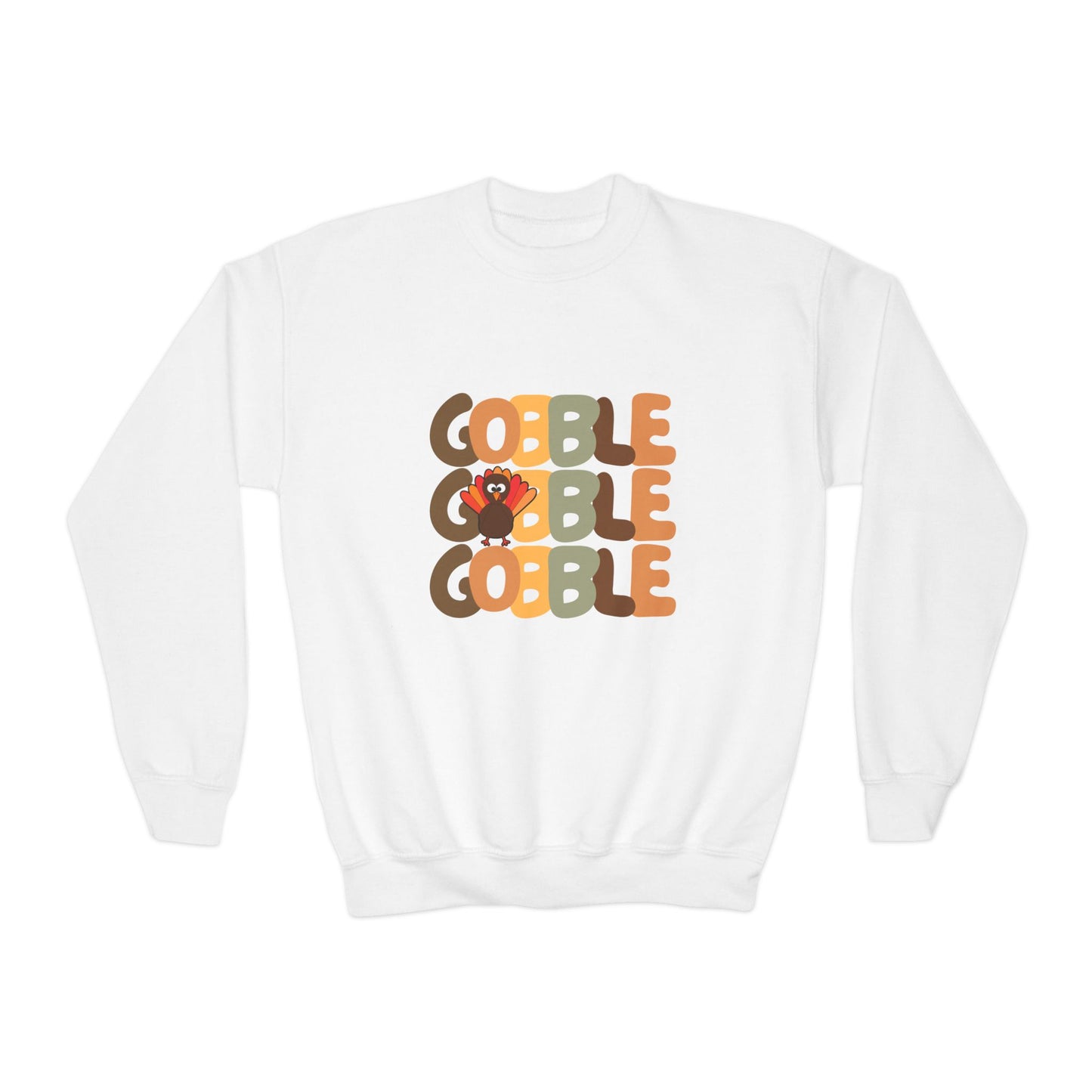 Thanksgiving Gobble Turkey Youth Crewneck Sweatshirt